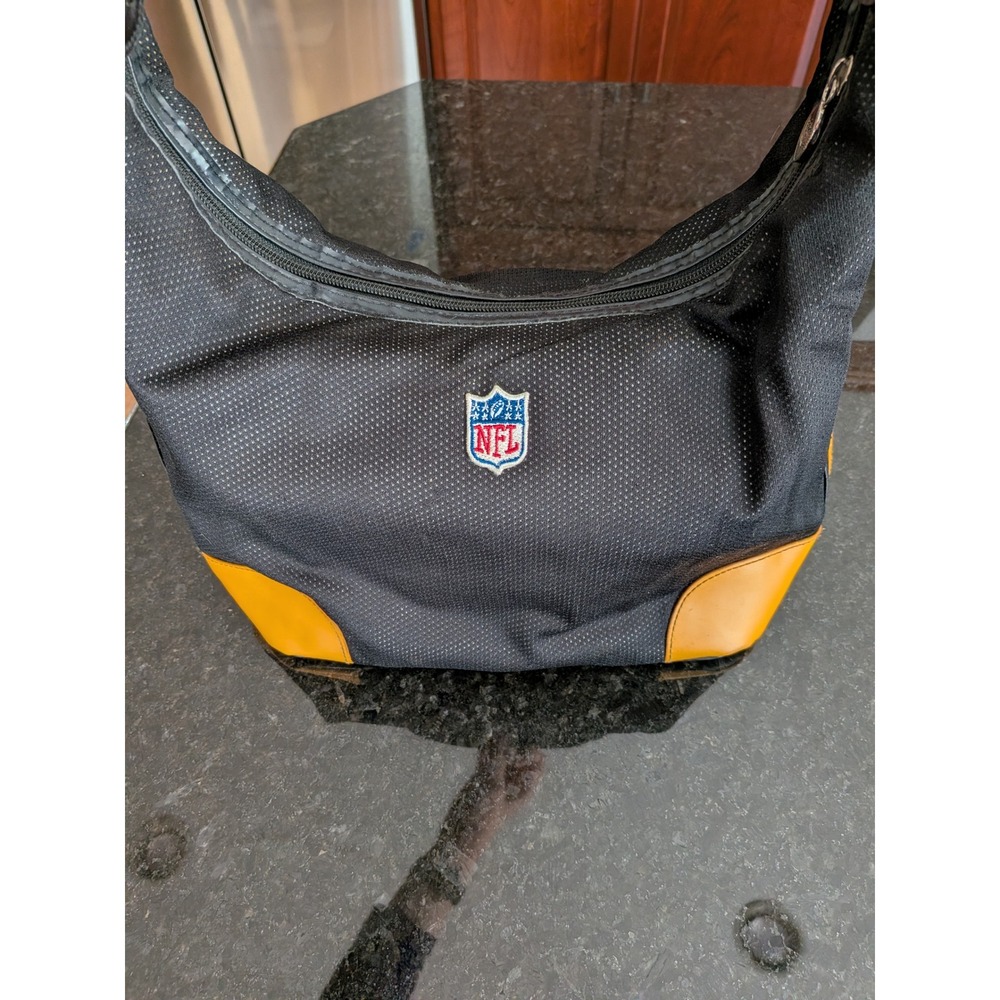 NFL Pittsburgh Steelers Hobo Bag Littleearth Black Yellow Mesh Shoulder Purse - Picture 13 of 16